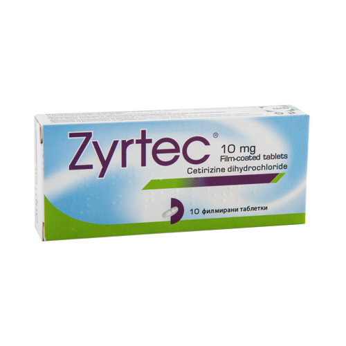 Zyrtec tablets 10 mg x 10 — product packaging