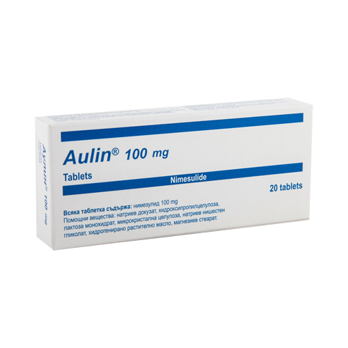 Aulin tablets 100mg x 20 — product packaging