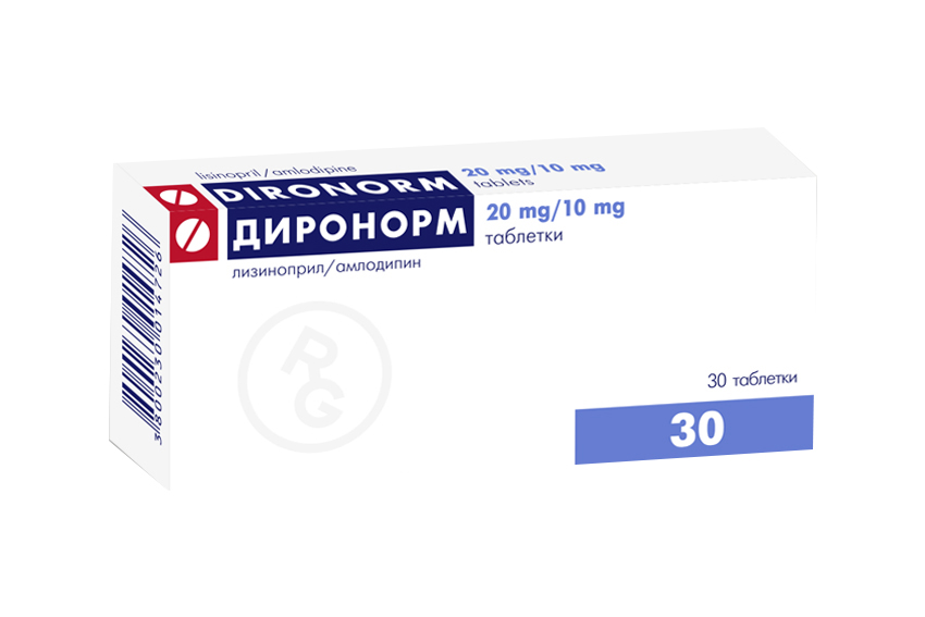 Dironorm tablets 20 mg/10 mg x 30 — product packaging
