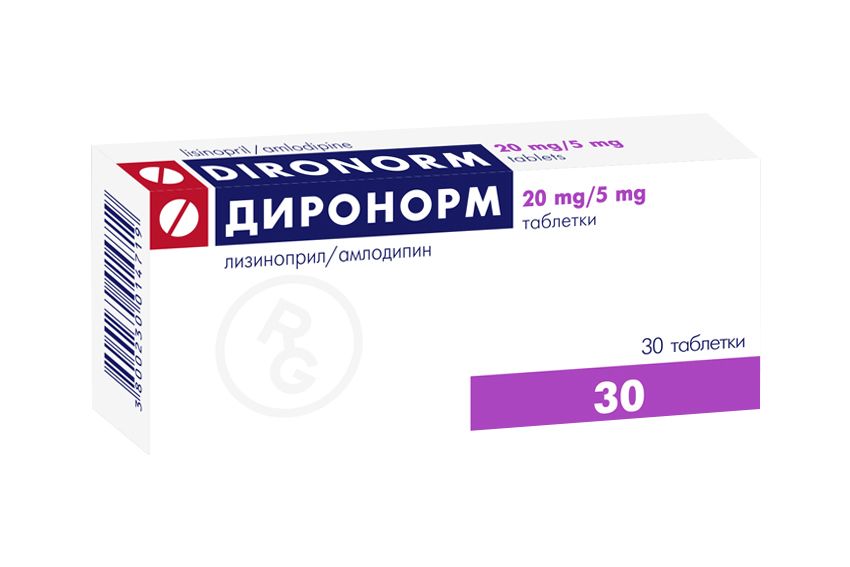 Dironorm tablets 20 mg/5 mg x 30 — product packaging