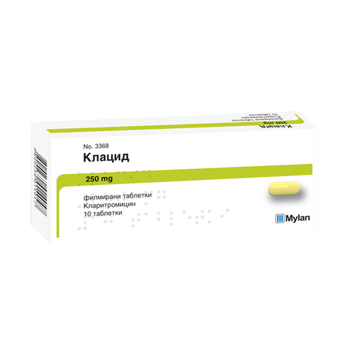 Klacid tablets 250 mg x 10 — product packaging